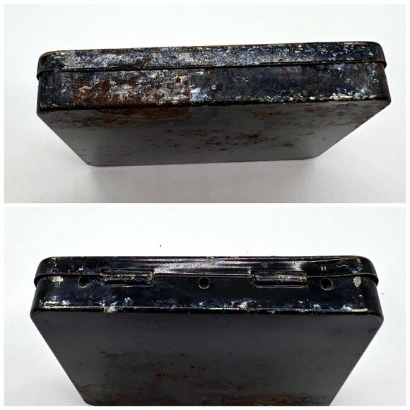 Vintage Brasil Dannemann Pierrot Speciale Cigar Tin Box Black Gold Rusted Patina - Picture 5 of 6